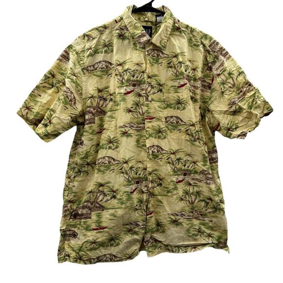 Vintage Gap Y2K Hawaiian Floral‎ Print Short Sleeve Button Down Shirt Size S - Picture 1 of 8